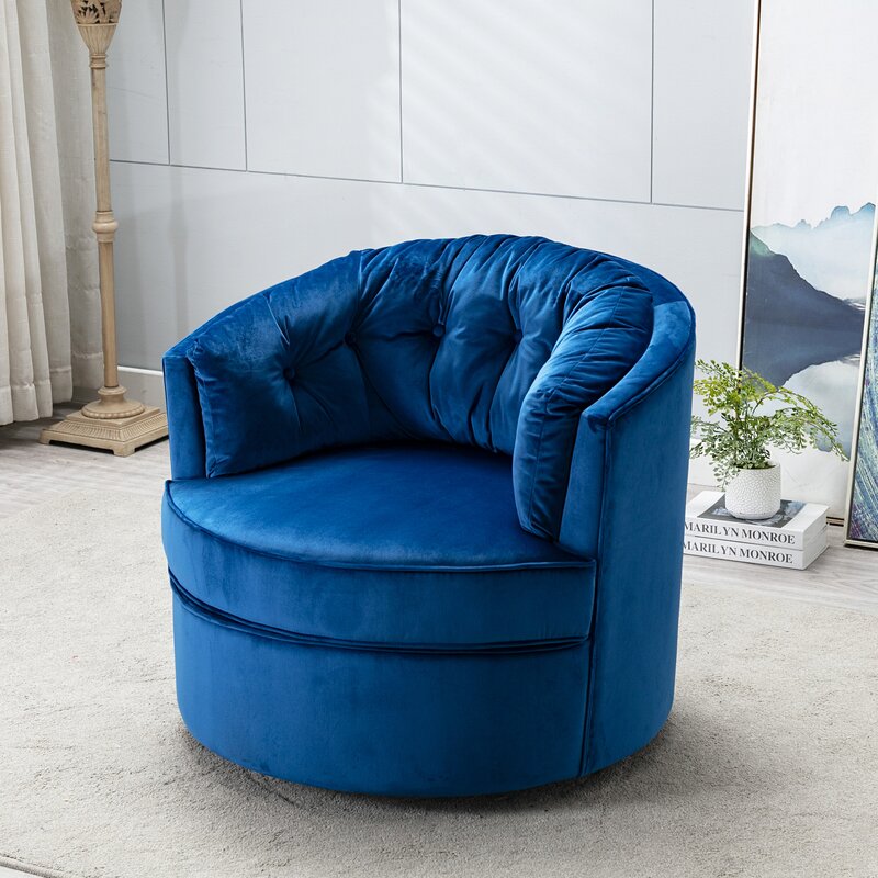 Everly Quinn Modern Swivel Accent Chair Barrel Chair Blue Wayfair.ca